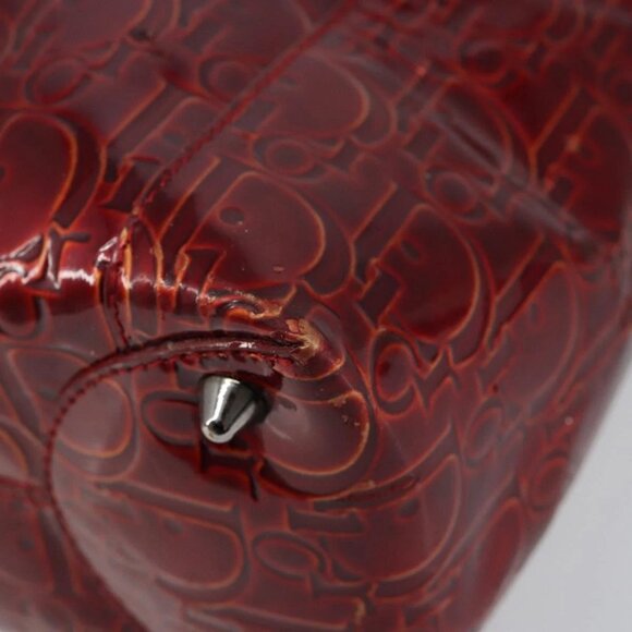 Christian Dior Trotter Canvas Maris Pearl Bag Patent leather Red Auth bs29834 - Picture 4 of 16